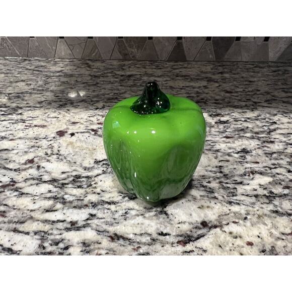 Green Pepper Murano Style Glass Home Decor Vegetable Art Deco (1) - Picture 2 of 8